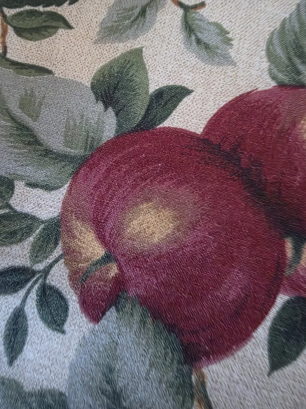 1990'S Vintage Fruit Pattern Placemat in Green, Purple, Red and Yellow